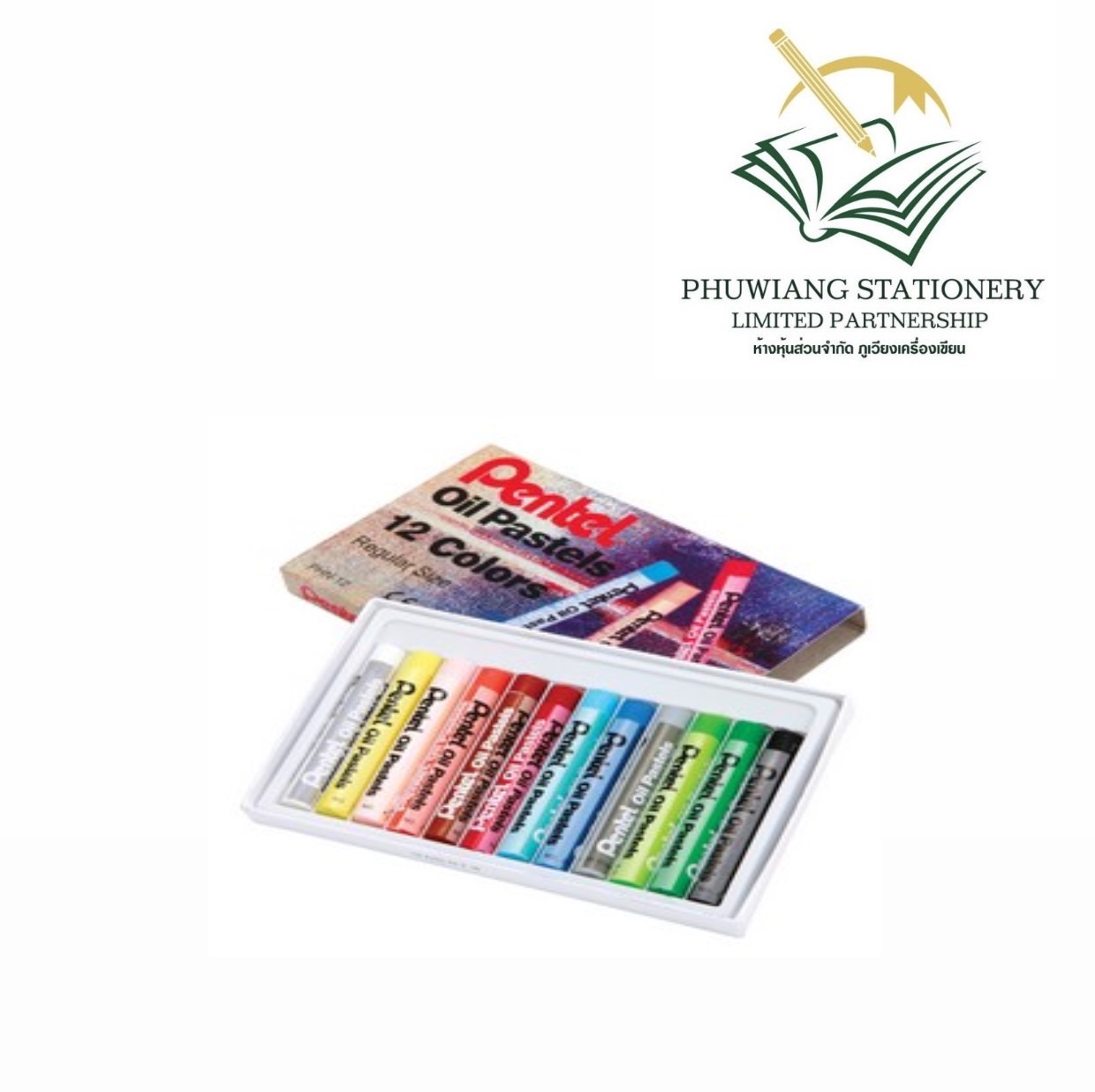 สีชอล์ค Pentel oil 12 สี - ภูเวียงเครื่องเขียน